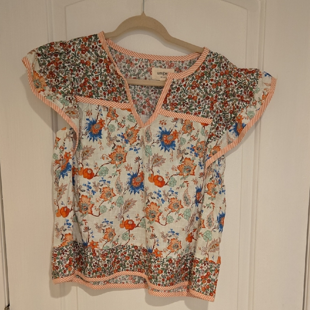 Umgee Women's Floral Blouse - Red, Blue, Orange, Never Been Worn